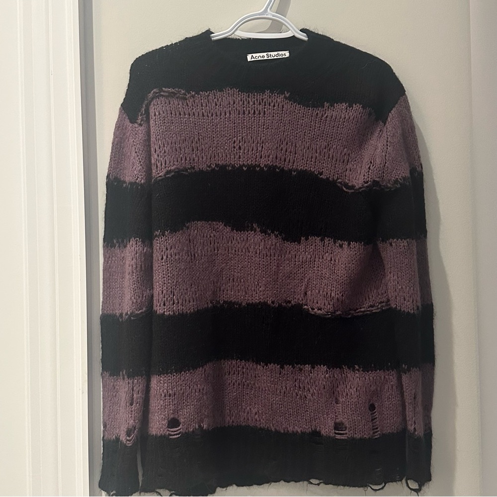 Acne studio purple and black distressed sweater